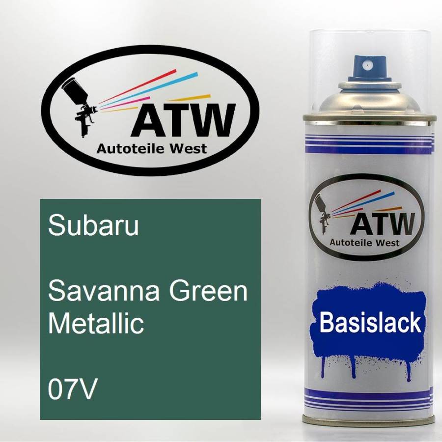 Subaru, Savanna Green Metallic, 07V: 400ml Sprühdose, von ATW Autoteile West.
